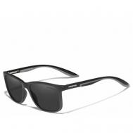 Солнцезащитные очки , вайфареры, оправа: пластик, складные, зеркальные, поляризационные, с защитой от УФ, черный KINGSEVEN