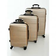 Комплект чемоданов  31687, ABS-пластик, 90 л, размер S/M/L, бежевый, желтый Feybaul
