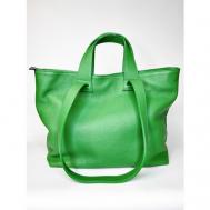 Сумка  шоппер  повседневная, натуральная кожа, внутренний карман, зеленый Vera Pelle