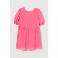 Блуза , повседневный стиль, короткий рукав, подкладка, вырез на спине, однотонная, размер L, розовый H&M