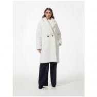 Пальто , искусственный мех, силуэт прямой, карманы, размер M, белый HUGO