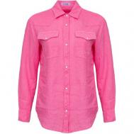 Рубашка  , повседневный стиль, прямой силуэт, длинный рукав, карманы, однотонная, размер S, розовый MC2 Saint Barth