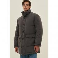 Пальто  зимнее, силуэт прямой, капюшон, стеганое, размер XL, серый Finn Flare