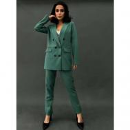 Костюм , жакет и брюки, классический стиль, полуприлегающий силуэт, пояс на резинке, подкладка, размер 42, зеленый Blazer