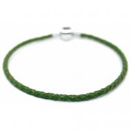 Плетеный браслет  Кожаная основа для браслета с шармами, 1 шт., размер 19 см, зеленый Handinsilver ( Посеребриручку )