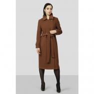 Пальто-халат   демисезонное, шерсть, силуэт прямой, средней длины, размер 40-42/170, коричневый Margo