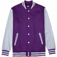 Толстовка  Бомбер трикотажный /  / Varsity Classic Jacket V 3, средней длины, трикотажная, утепленная, размер XXL, серый, фиолетовый Street Soul