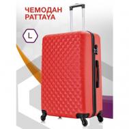 Чемодан-самокат  Phatthaya Lcase-Phatthaya-M-L-orange-10-003, пластик, ABS-пластик, опорные ножки на боковой стенке, 115 л, размер L, красный L'Case