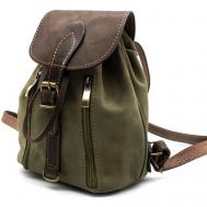 Рюкзак  торба , натуральная кожа, хаки, зеленый ЭклектикАрт