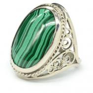Кольцо , малахит, размер 18, зеленый Радуга Камня