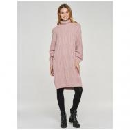 Платье-свитер , повседневное, полуприлегающее, мини, размер 46-48, бежевый, розовый BE YOU