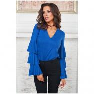 Блуза  , размер 50, синий Angela Ricci