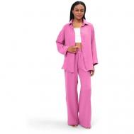 Костюм , рубашка и брюки, повседневный стиль, свободный силуэт, размер M, розовый COLORNCOTTON