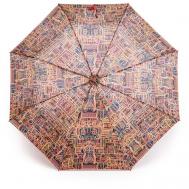 Зонт , механика, 3 сложения, купол 96 см., 8 спиц, чехол в комплекте, для женщин, серый, коричневый Airton