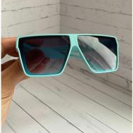 Солнцезащитные очки , квадратные, с защитой от УФ, зеркальные, голубой Gi Mai