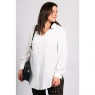 Блуза  , повседневный стиль, прямой силуэт, длинный рукав, разрез, манжеты, однотонная, размер 56, белый Svesta