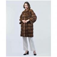 Пальто , норка, силуэт прямой, размер 38, коричневый Manakas Frankfurt