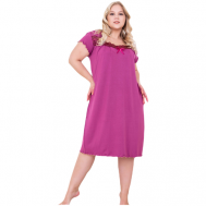 Сорочка  удлиненная, короткий рукав, размер 60, розовый, фуксия Rozara