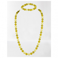 Комплект бижутерии : браслет, янтарь, размер браслета 19 см., размер колье/цепочки 50 см., желтый RK
