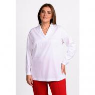 Блуза  , повседневный стиль, прямой силуэт, длинный рукав, однотонная, размер 52, белый Svesta