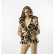 куртка  , демисезон/зима, средней длины, силуэт полуприлегающий, ветрозащитная, отделка мехом, утепленная, регулировка ширины, несъемный мех, без капюшона, карманы, размер 38, мультиколор Florence Mode
