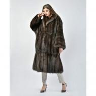Пальто , соболь, силуэт свободный, карманы, размер 42, коричневый Rindi