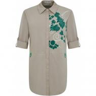 Рубашка  , классический стиль, полуприлегающий силуэт, карманы, флористический принт, размер 42, бежевый GERTIE