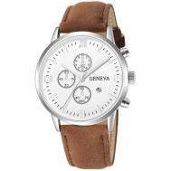 Наручные часы   Кварцевые наручные водонепроницаемые мужские часы  28, коричневый, белый Geneva