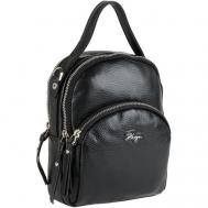 Рюкзак , натуральная кожа, внутренний карман, регулируемый ремень, черный Karya