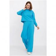 Костюм , толстовка и брюки, повседневный стиль, прямой силуэт, капюшон, манжеты, размер 52, голубой Lika Dress