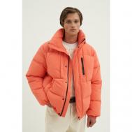 куртка  зимняя, силуэт свободный, съемный капюшон, карманы, стеганая, водонепроницаемая, размер M, коралловый Finn Flare