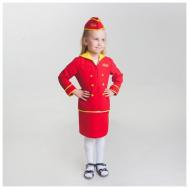 Детский карнавальный костюм "Стюардесса", юбка, пилотка, пиджак, 4-6 лет, рост 110-122 см FriendZone