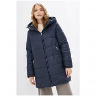 куртка  , демисезон/зима, средней длины, силуэт прямой, манжеты, капюшон, карманы, размер 48, синий Baon