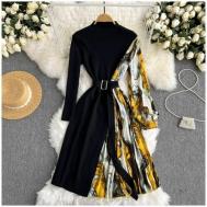 Платье-лапша размер 40/50, серый, черный Модный Сочи
