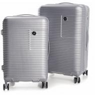 Комплект чемоданов , 2 шт., ABS-пластик, рифленая поверхность, размер M, белый Leegi