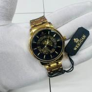 Наручные часы мужские механические, классические, золотой Мэбо