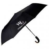Мини-зонт , полуавтомат, 3 сложения, 8 спиц, черный William Lloyd