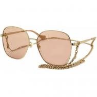 Солнцезащитные очки , квадратные, оправа: металл, для женщин, золотой Gucci