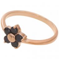 Кольцо помолвочное , фианит, размер 17, черный Lotus Jewelry