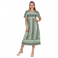 Платье , хлопок, повседневное, полуприлегающее, макси, размер 52, зеленый Elena Tex