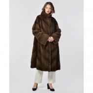 Пальто , норка, силуэт трапеция, карманы, размер 40, коричневый Manakas Frankfurt
