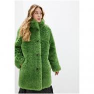 Куртка , искусственный мех, средней длины, оверсайз, карманы, размер 48, зеленый Silverfox