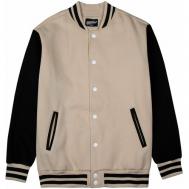 Толстовка  Бомбер трикотажный /  / Varsity Classic Jacket V 3, средней длины, трикотажная, утепленная, размер XXL, бежевый, черный Street Soul