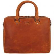 Сумка  классическая, натуральная кожа, вмещает А4, внутренний карман, регулируемый ремень, оранжевый, коричневый Klondike 1896