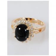 Кольцо помолвочное , фианит, оникс, размер 18, черный Lotus Jewelry