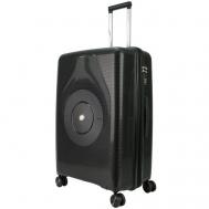 Умный чемодан  Soundbox, полипропилен, опорные ножки на боковой стенке, увеличение объема, износостойкий, рифленая поверхность, 125 л, размер L+, черный Impreza