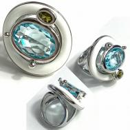 Кольцо , эмаль, хрусталь, размер 18, зеленый, голубой Florento