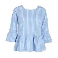 Блуза  , повседневный стиль, укороченный рукав, в полоску, размер 46, голубой MORE & MORE