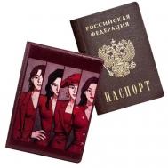 Обложка , экокожа, отделение для карт, отделение для паспорта, бордовый Keks