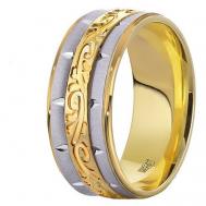 Кольцо обручальное , комбинированное золото, 585 проба, родирование, размер 22 Юверос